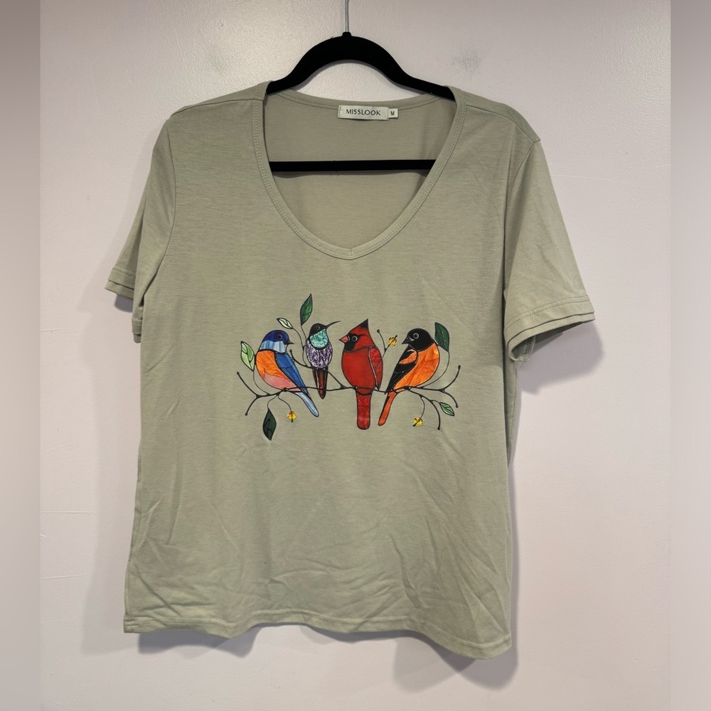 Misslook grey‎ bird shirt